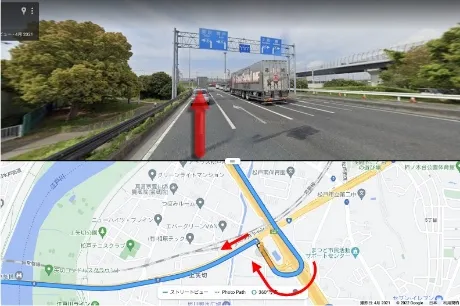 左車線を使用して東京/柏方面の国道6号のランプに進みます。